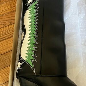 Zodiac Starburst Black and Green Heeled Boots